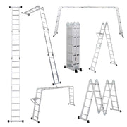 LUISLADDERS 12.5/15.5/18.5 FT Folding Telescoping Ladder Aluminium Multi-Purpose 7 in 1 Heavy Duty Combination