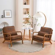 VINGLI Reading Armchair Mid Century Modern Accent Chair with Wood FrameUpholstered Living Room Chairs with Waist Cushion