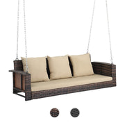 VINGLI 5FT Rattan Patio Porch Swing with Cushions 800lbs