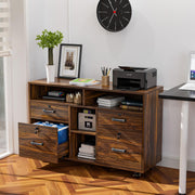 VINGLI 4 Drawer File Cabinet Wood Mobile Lockable Rolling File Cabinet with Shelves