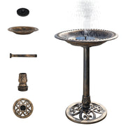 VINGLI 28" Bird Bath with Solar Power Lightweight Antique Outdoor Garden