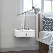 VINGLI Floating Nightstand Wall Mounted Wood Bedside Table Hanging Storage Stand White