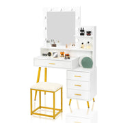 VINGLI Vanity Set with Lighted Mirror Makeup Vanity Table Set Modern Dressing Table