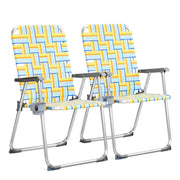 VINGLI Patio Lawn Webbed Folding Chairs Set with Cup Holder