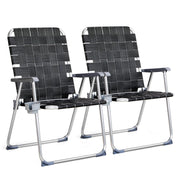 VINGLI Patio Lawn Webbed Folding Chairs Set with Cup Holder