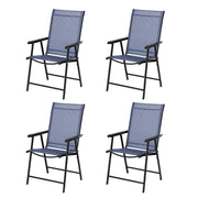 VINGLI Upgraded Portable Patio Folding Chair Black/ Grey/ Blue