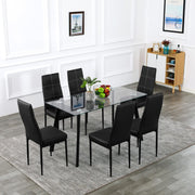 VINGLI 7 Pieces Glass Dining Table Set Kitchen Dinner Table Room Table Set