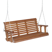 VINGLI Wooden Patio Swing Heavy Duty 880 LBS with Upgraded XL Size Seat Depth & Back Height Outdoor Porch Swing
