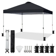 VINGLI 10 x 10 Pop Up Canopy Outdoor Canopy Tent with Carry Bag and Sandbags White/Black