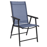 VINGLI Upgraded Portable Patio Folding Chair Black/ Grey/ Blue