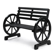 VINGLI Rustic Wooden Wagon Wheel Bench 2-Person Seat Bench