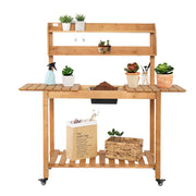 VINGLI Mobile Garden Potting Bench Table with Removable Sink Storage Shelves