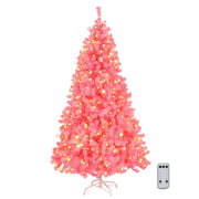 VINGLI 6ft Pre-lit Artificial Christmas Pine Tree with 250 Warm White Lights for Xmas Tree Holiday Party Decorations Green/White/Black/Pink