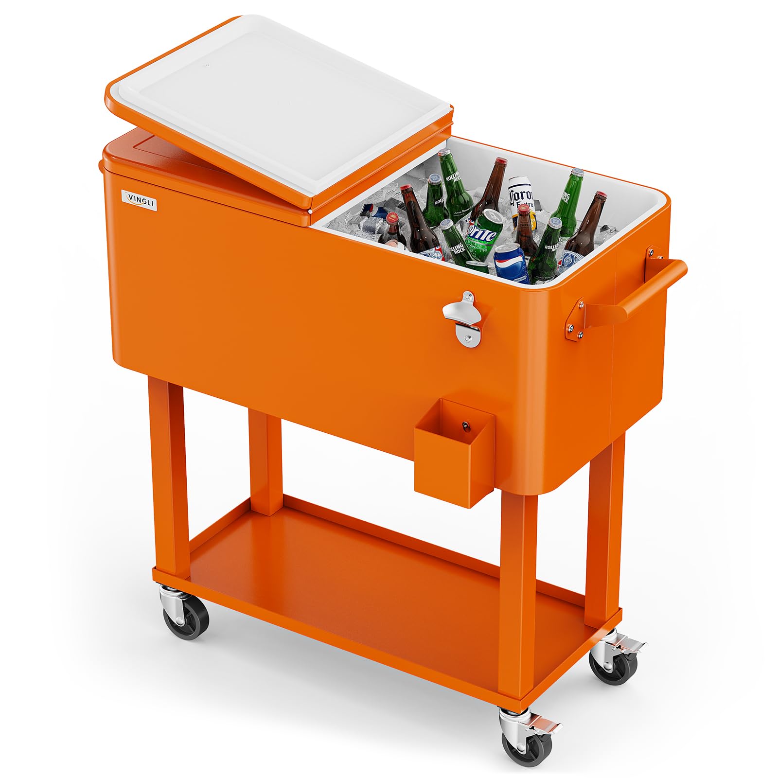 Wheeled Cooler Ice Rolling Drink Cooler Camping Coolers VINGLI 80