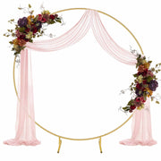 VINGLI 6.5 FT Metal Wedding Arbor Round Photo Backdrop Stand for Parties