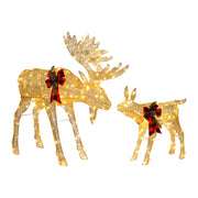 VINGLI 1/2/3 Piece Lighted Christmas Reindeer Family Set Outdoor Yard Decoration White/Gold/Brown