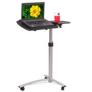 Vingli Home Office Mobile Lifting Computer Desk Height Adjustable Writing Table Workstation Black/Brown