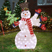 VINGLI Christmas Snowman Outdoor Decorations Pre-lit LED Lights Snowman with Broom/Birds