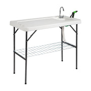 VINGLI Outdoor Folding Fish Cleaning Table with Sink