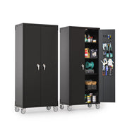 VINGLI 72 Inch Tall Metal Storage Cabinet with Locking Doors and 4 Adjustable Shelves Tool Cabinet with Pegboard Grey/Black/Blue/Silver