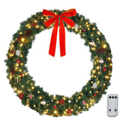 VINGLI 24/36/48/60 inch Large Pre-Lit Outdoor Christmas Wreath with LED Lights/Bows Holiday Accent Decoration for Front Door Windows