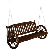 VINGLI 5FT Porch Swing with Wagon Wooden Wheel 880Ibs Yard Hanging Swing Outdoor Garden Bench