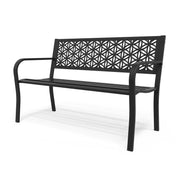 VINGLI 50 Inch Outdoor Bench Metal with Floral Back