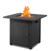 VINGLI 28in Gas Fire Pit Table with Lid and Tabletop 40,000 BTU Propane Fire Table