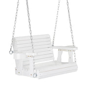 VINGLI 2.2FT Single Wooden Porch Swing with Cup Holder 440Ibs
