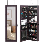 VINGLI Wall Mounted Mirrored Jewelry Organizer With Jewelry Cabinet Armoire