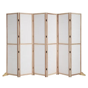 Vingli 71 inch Detachable Folding 6 Panels Bamboo Room Divider Privacy Screen Freestanding Privacy Screen with Extra Wood Stand Base Feet White/Beige