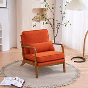 VINGLI Modern Accent Chair with Rubber Wood Frame and Lumbar Pillow