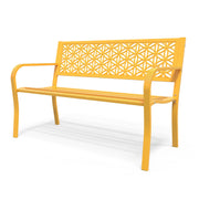 VINGLI 50 Inch Outdoor Bench Metal with Floral Back