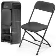 VINGLI Portable Plastic Folding Chair 350lb Stackable Seat with Steel Frame Black/White