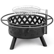 VINGLI 30 Inch 2-in-1 Outdoor Wood Burning Fire Pit with Cooking Grill