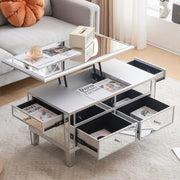 VINGLI 35" Mirrored Lift Top Coffee Table with Storage