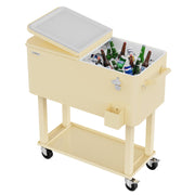 VINGLI 80 Quart Ice Chest Rolling Patio Cooler Wagon Cart