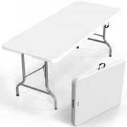 VINGLI Plastic Folding Table Portable Rectangular Table with Carrying Handle