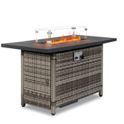 VINGLI Propane Fire Pit Table with Glass Wind Guard
