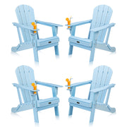 VINGLI HDPE Material Plastic Folding Adirondack Chairs Waterproof for Outdoor Blue/White/Teak