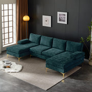 VINGLI 110" Chenille U Shaped Sectional Couch Sofa