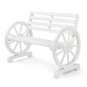 VINGLI Rustic Wooden Wagon Wheel Bench 2-Person Seat Bench
