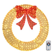 VINGLI 48/60 Inch Pre-lit Large Christmas Wreath with LED Multi-Color Lights for Outdoor Christmas Door Decorations Wreath White/Gold/Green