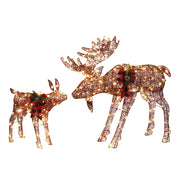 VINGLI 1/2/3 Piece Lighted Christmas Reindeer Family Set Outdoor Yard Decoration White/Gold/Brown