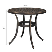 VINGLI Cast Aluminum Patio Bistro Dining Table with Umbrella Hole