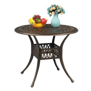 VINGLI Cast Aluminum Patio Bistro Dining Table with Umbrella Hole