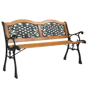 VINGLI 49.5 Inch Outdoor Garden Bench Deck Hardwood Cast Iron Love Seat