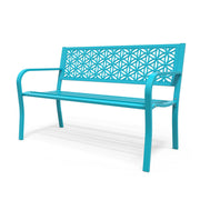 VINGLI 50 Inch Outdoor Bench Metal with Floral Back