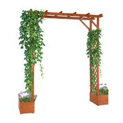 VINGLI Wooden Garden Arbor with Planter Wedding Arch for Ceremony Wood Garden Arbour Trellis for Plant Climbing