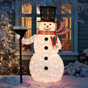 VINGLI Christmas Snowman Outdoor Decorations Pre-lit LED Lights Snowman with Broom/Birds
